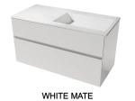 Meuble avec vasque Solid-Surface, finition bois ou couleurs, deux tiroirs à onglet, Largeur 100, 120 et 140 cm, P. 45 cm, Hauteur 56 cm, Stock disponible, LIVRAISON OFFERTE